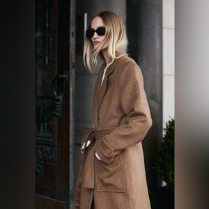 Tommy Hilfiger vtg Wrap Midi Wool Trench Style Coat in wool cashmere blend sz xl